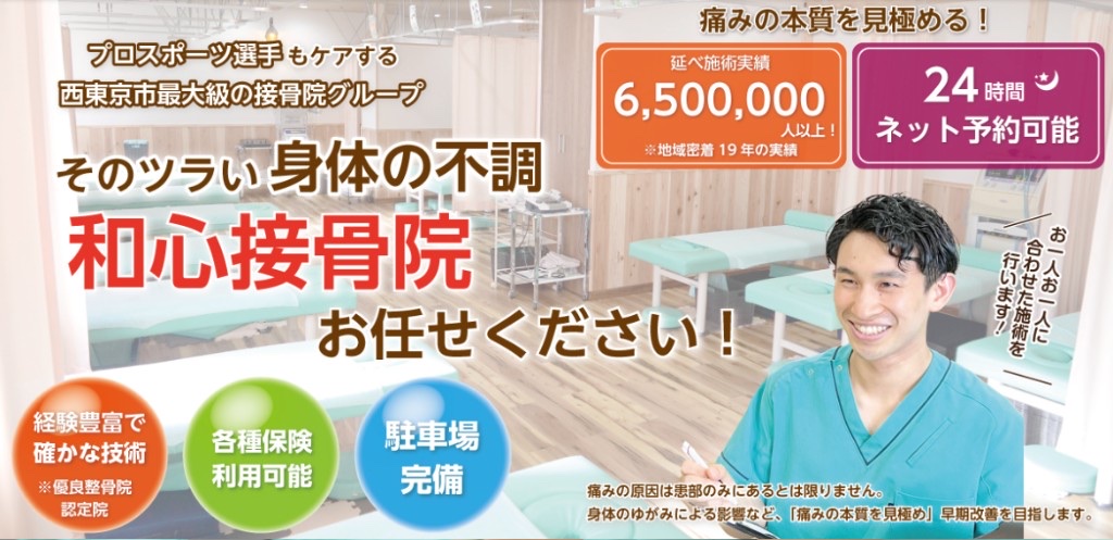 和心接骨院の院内とスタッフ